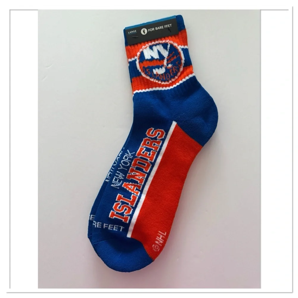 For Bare Feet Lil Deuce NHL New York Islanders Blue & Orange Crew Socks
